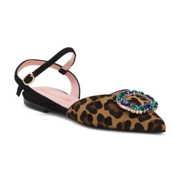 PRETTY BALLERINAS Made In Spain Leather Ella Slingback Flats With Swarovski Crys - Picture 1 of 4